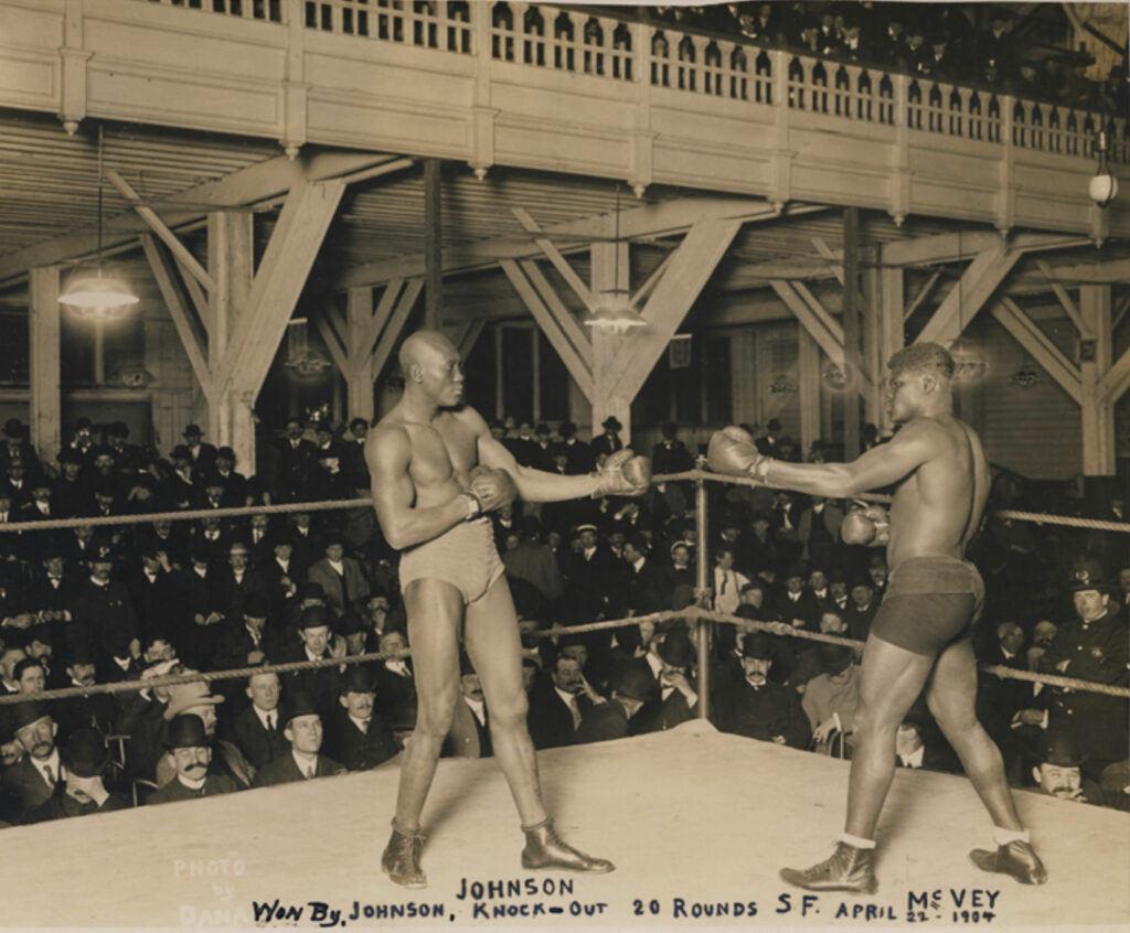 Percy Dana. Johnson - McVey | Won by Johnson, Knock - Out | 20 Rounds S. F. April 22, 1904. Photograph